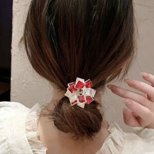 Red and Silver Geometric Hair Band